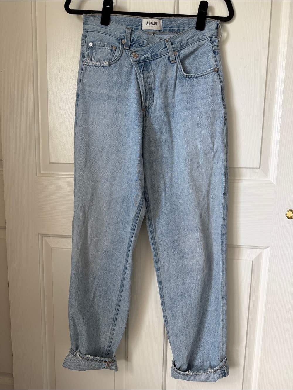 Agolde Arc Criss Cross Light Blue Relaxed Straight Jeans